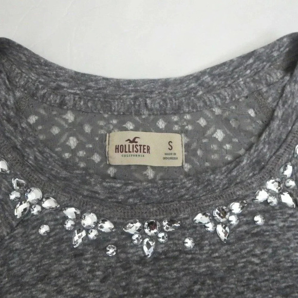 Hollister Marled Rhinestone Embellished Top Small - Picture 5 of 6